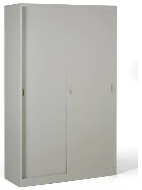 Kovová skriňa s posuvnými dverami, 4 police, 1200 x 1990 x 450 mm, svetlo sivá