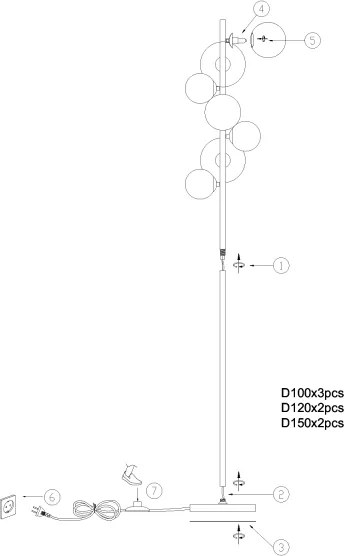ONLI - Stojacia lampa PALOMA 7xG9/10W/230V čierna/dymová