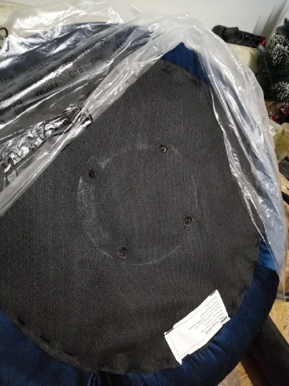 AKCIA Modrá barová stolička VELVET KAST s čiernou nohou II. akosť