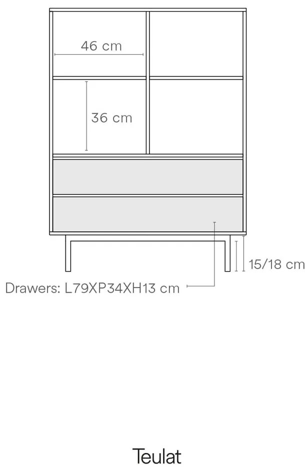 Sivá vysoká komoda 97x130 cm Sierra – Teulat