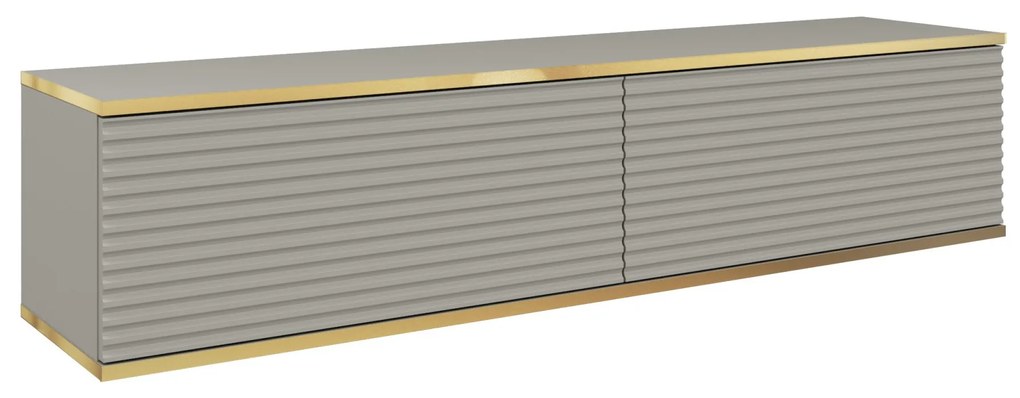 Závěsný televizní stolek Oro MDF 135 cm šedý/zlatý