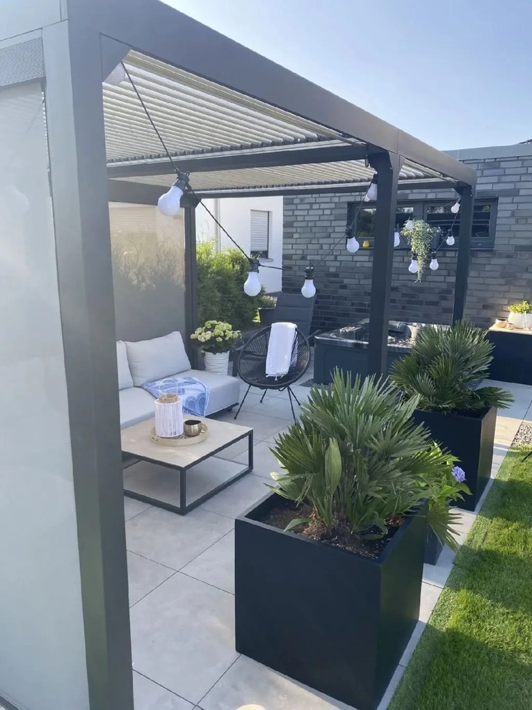 Kvetináč BLOCK, sklolaminát, 60x60x60 cm, antracit