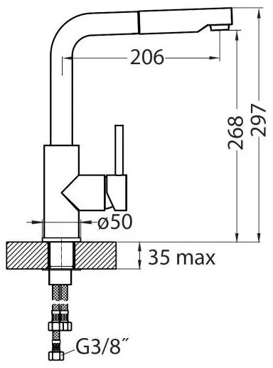 ALVEUS 1135366 - Drezová batéria s vyťahovacou sprškou SARA 29,7 cm satén