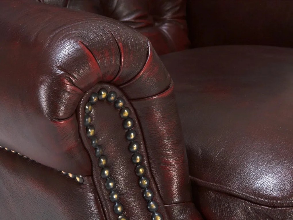 furniture-nabytek.cz - Kreslo ušák Chesterfield Pittsfield z pravej kože, červené