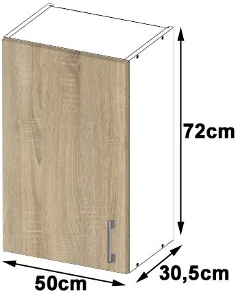 Horná kuchynská skrinka Lula W50 720 (biela + dub sonoma). Vlastná spoľahlivá doprava až k Vám domov. 1068943