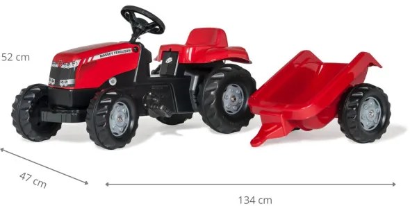Šlapací traktor Rolly Toys Massey Ferguson s prívesom 012305