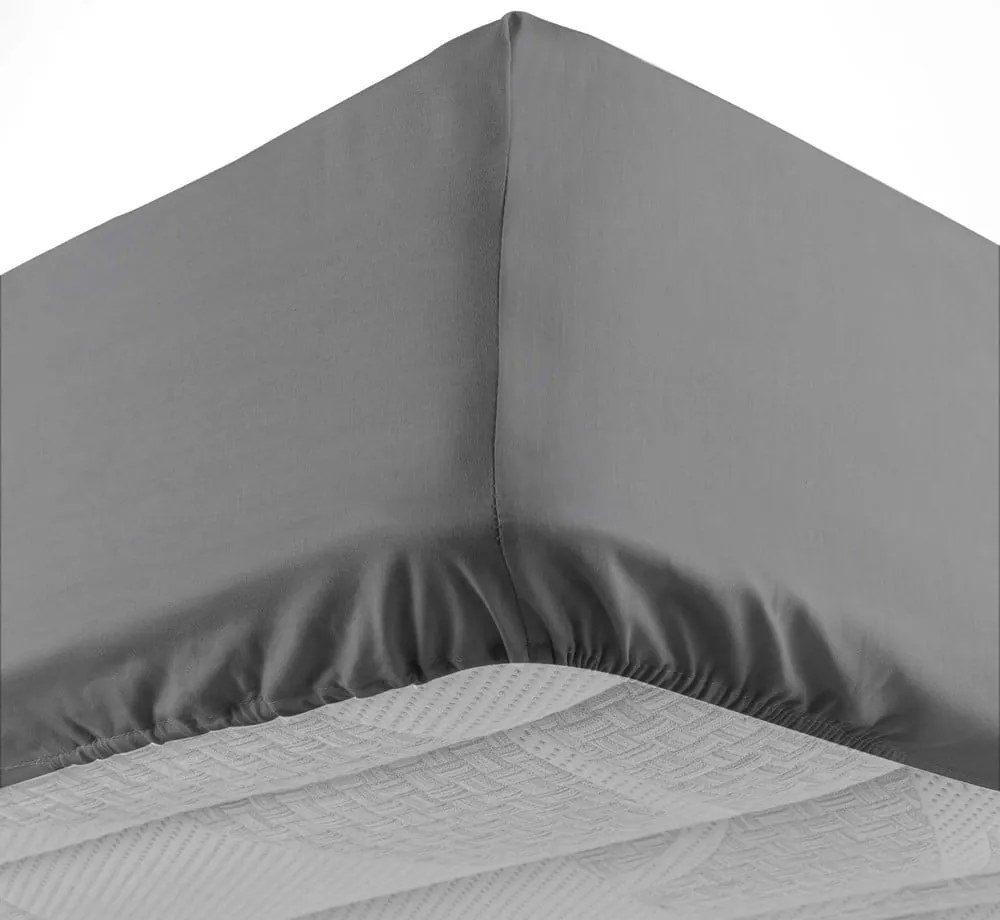Antracitová napínacia bavlnená plachta 180x200 cm Lina – douceur d'intérieur