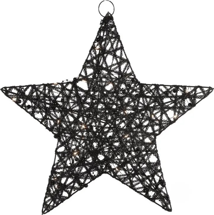 Vianočná dekorácia hviezda STARIELLE s LED osvetlením 40 cm, čierna