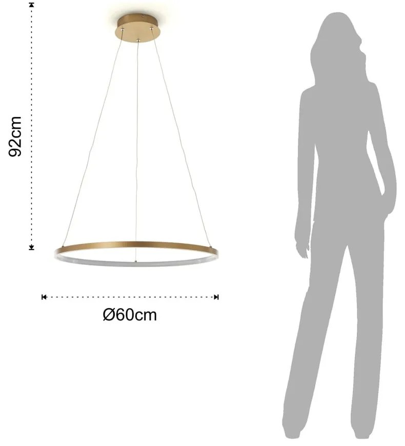 Závesné svietidlo v zlatej farbe Tomasucci Ring, výška 92 cm
