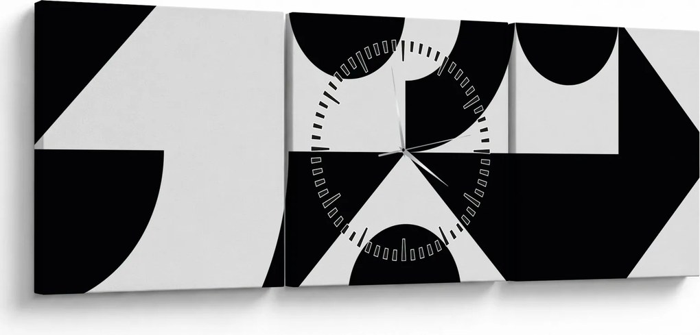 Obraz - Geometrická abstrakcia N⁰1 (s hodinami) (90x30 cm)