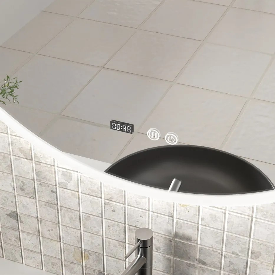 Erga Deam, okrúhle LED zrkadlo 90cm, 3 farby svetla, predné osvetlenie, vyhrievacia podložka proti zapareniu, ERG-V01-Deam-9090-CL