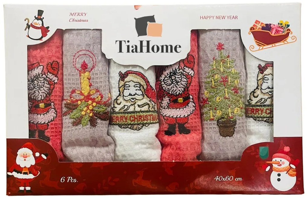 Utierky na riad vaflové Vianočné 40x60cm 6ks TiaHome