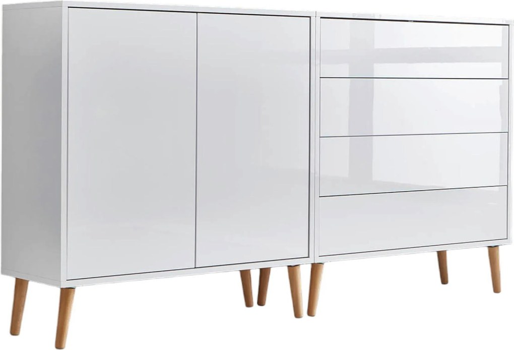 XXXLutz ŠIROKÁ KOMODA, biela, biela s vysokým leskom, 158/86/33 cm MID.YOU - Komody - 001067002101