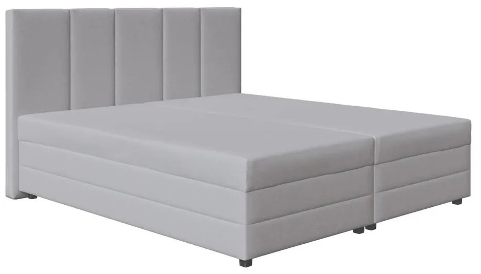 Čalúnená posteľ ISABEL 180x200 s pružinovou matracou a úložným priestorom, svetlosivá