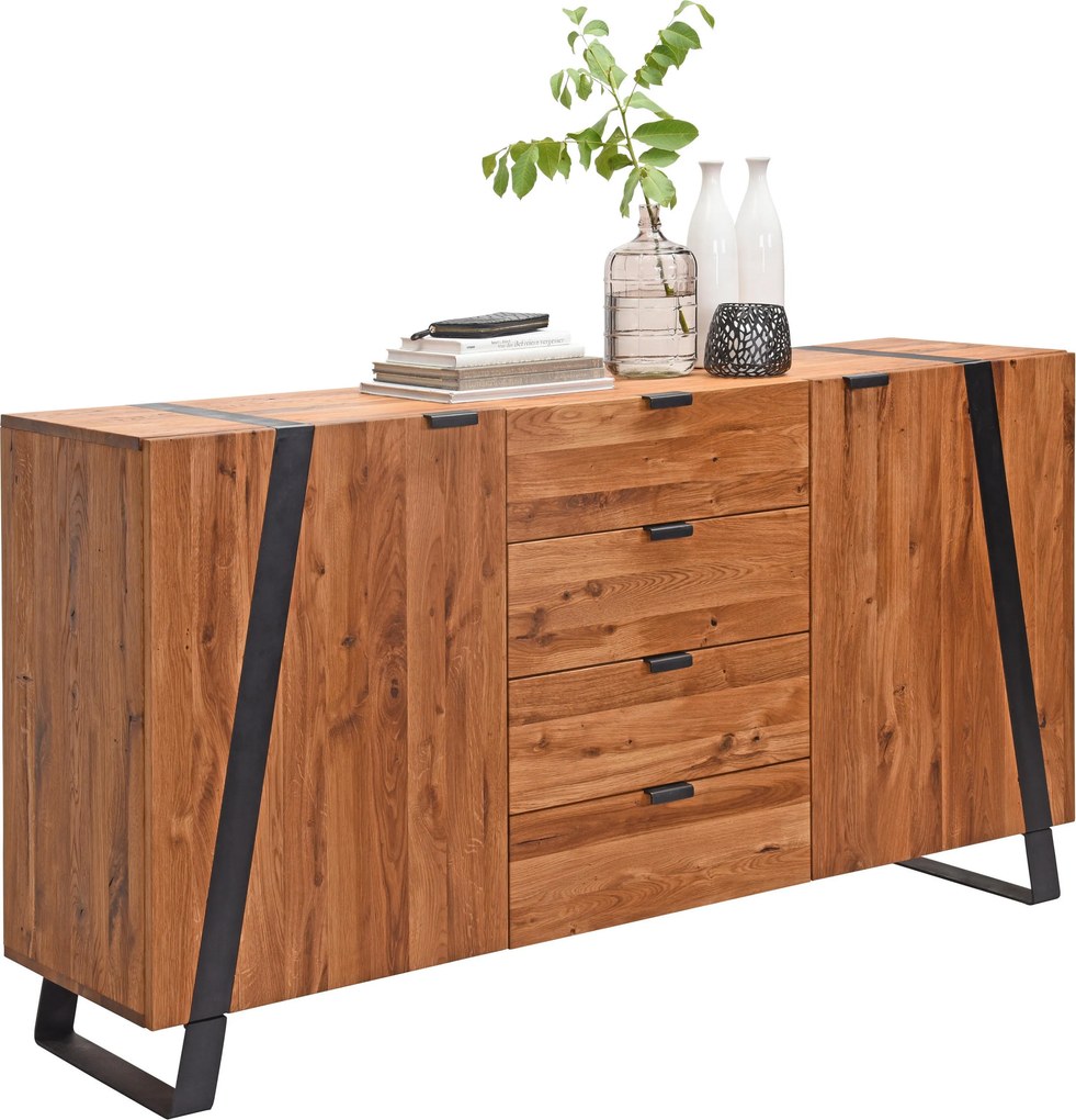 XXXLutz ŠIROKÁ KOMODA, divoký dub, čierna, farba duba, 172,8/90,6/43 cm Landscape - Komody - 002730000504