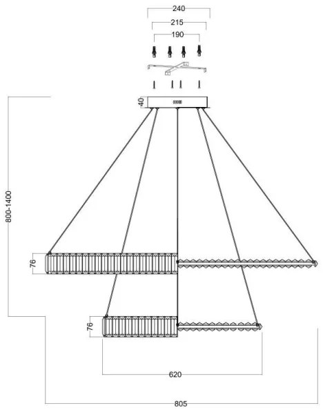 Maytoni P097PL-L90G4K - LED Luster na lanku KRONE LED/90W/230V pr. 80,5 cm zlatá