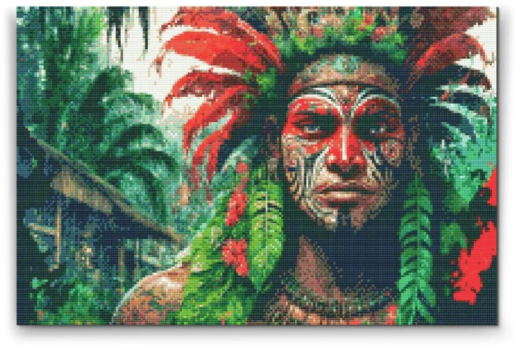 Gario Diamantové maľovanie Indián Rozmery: 80 x 120 cm, Rámovanie: S vnútorným rámom, Diamanty: Štvorcové