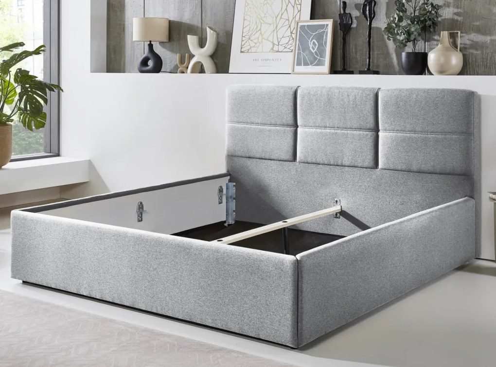 Posteľ Domango 180x200 cm, svetlo šedá látka