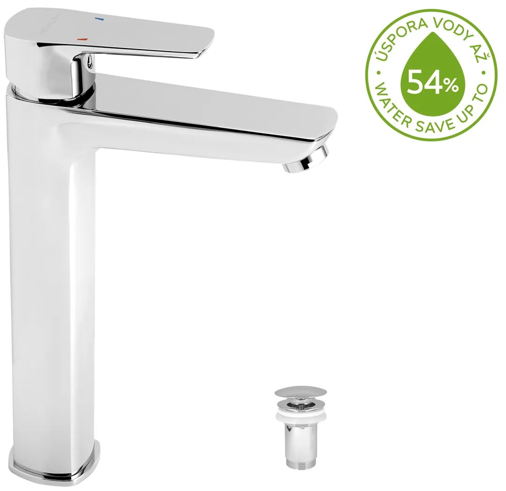 Novaservis Metalia 58, vysoká umývadlová batéria s výpusťou, chrómová, 58503,0