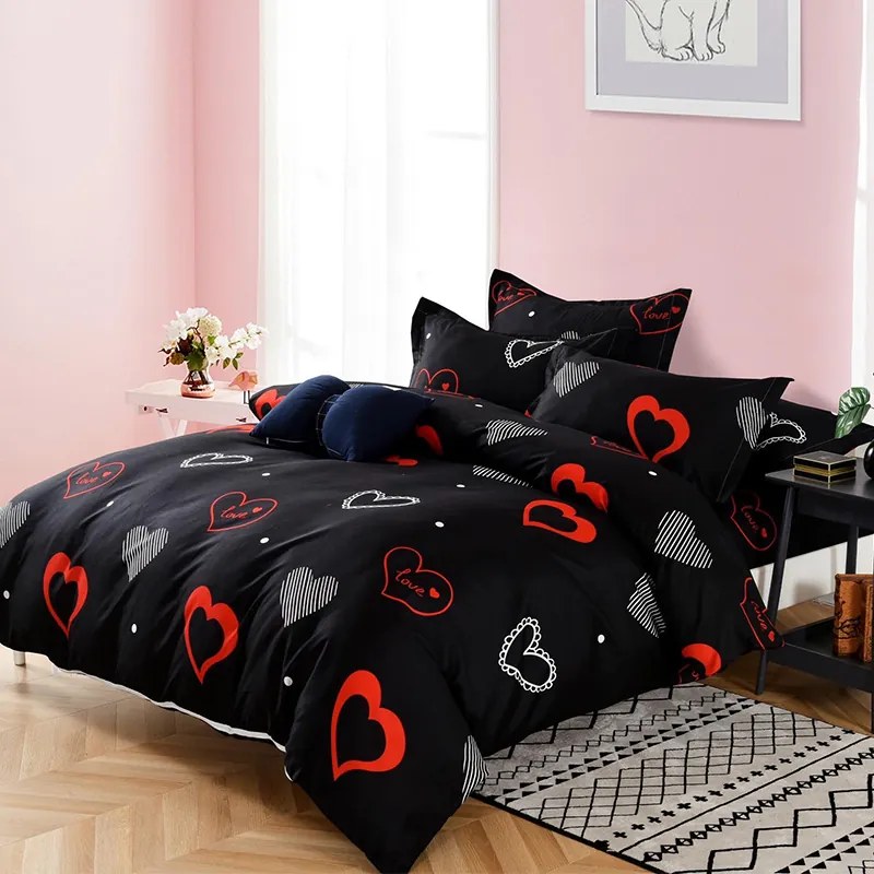 Bavlnené obliečky Homa ROMEA BLACK 7-dielna sada 140x200 cm