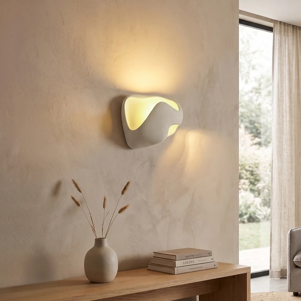 Nástenná lampa Japandi krémová 30 cm - Pietra