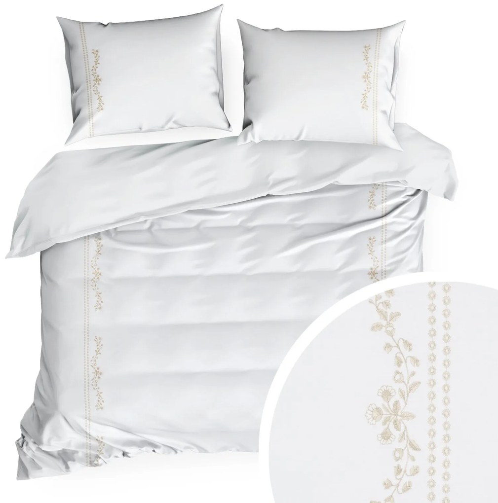 MAKOSATÉNOVÉ OBLIEČKY REINA53 200X220 CM, 2 KS 70X80 CM BIELE