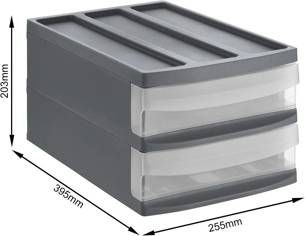 DUO M - Box s 2 zásuvkami (A4), úložný box výsuvný, antracit, Rotho SYSTEMIX