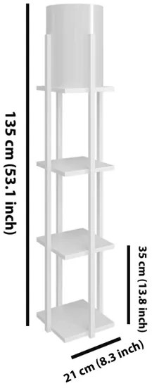 Stojacia lampa s poličkami NORA 1xE27/40W/230V biela