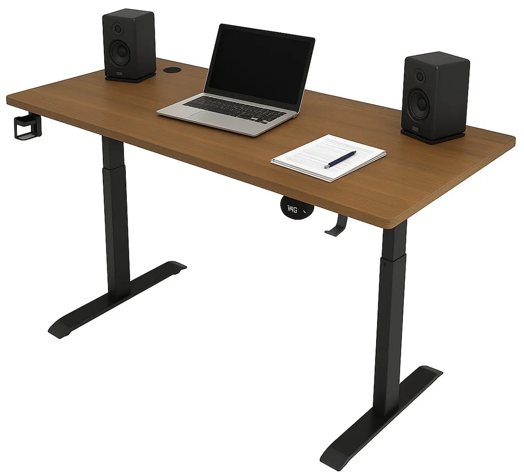 Herný stôl BR01 tmavohnedý s čiernym rámom 140 cm