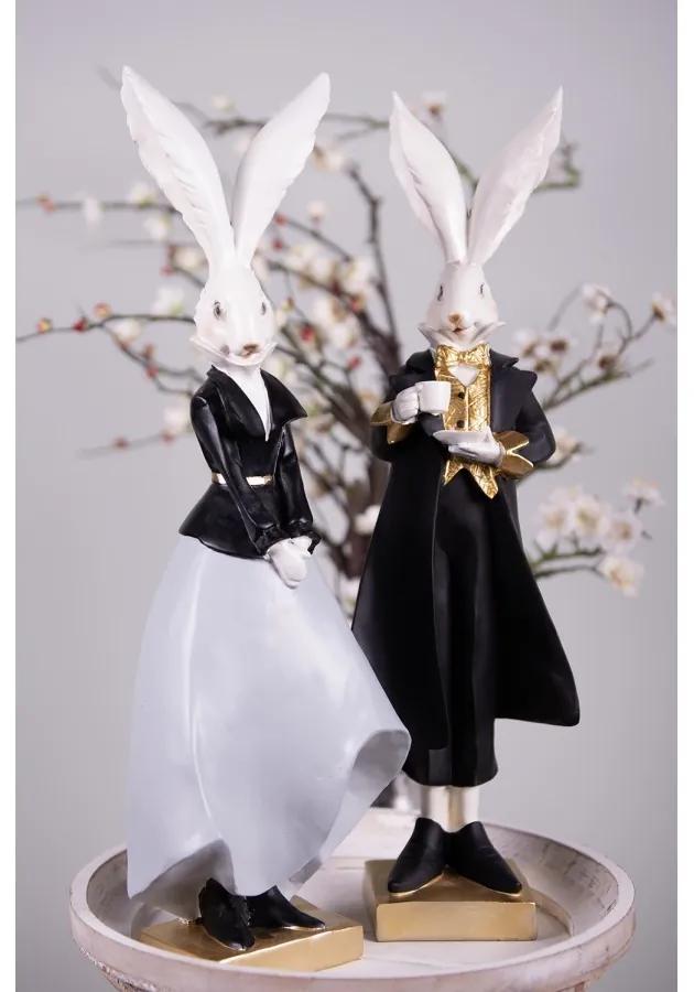 Set 2ks dekorácie zajac v čiernom a šedom - 14*12*47 / 14*12*47 cm