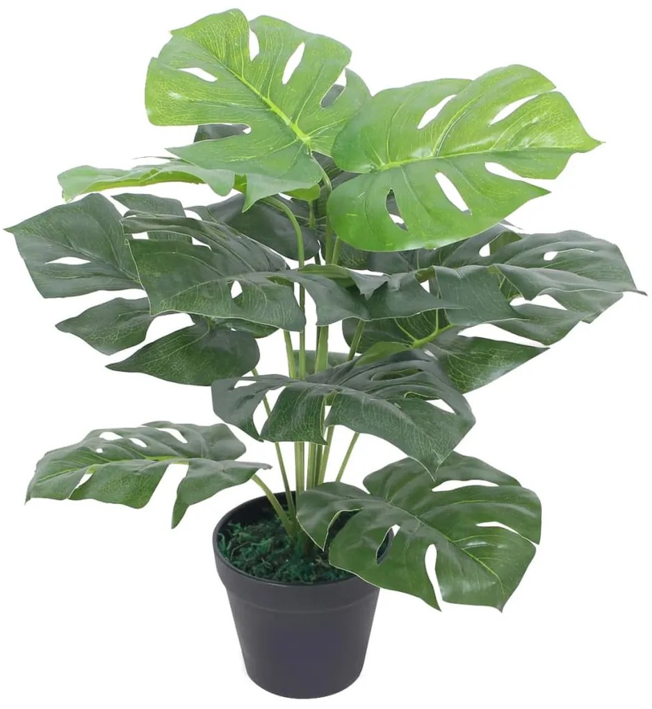 vidaXL Umelá rastlina, monstera s kvetináčom 45 cm, zelená