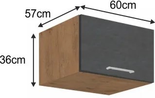 Horná kuchynská skrinka Vega 60 NAGU-36 1F - dub lancelot / sivá matná