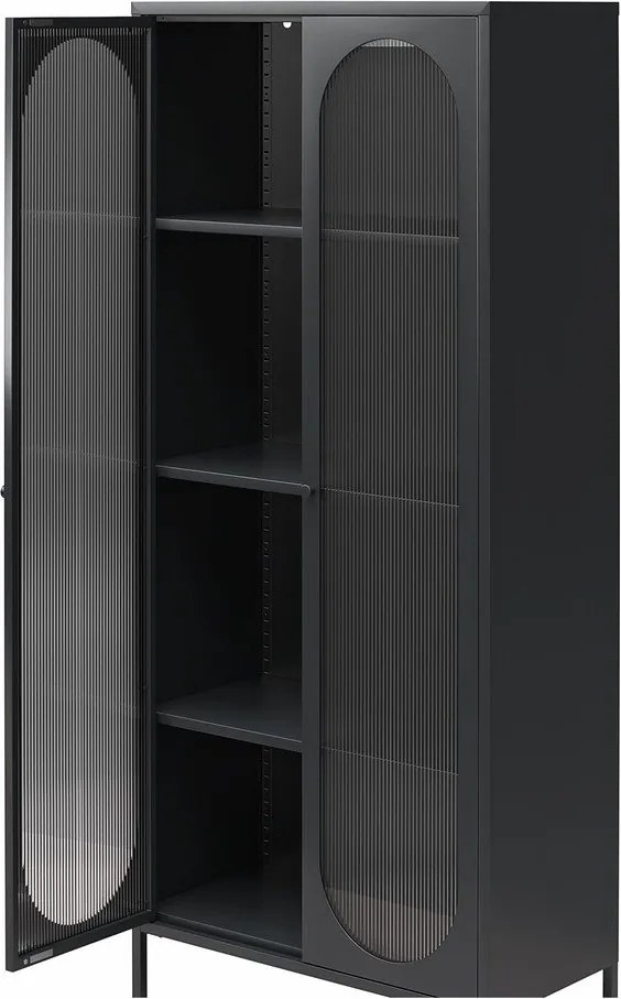 Čierna kovová vitrína 80x186x40 cm Luna – Støraa