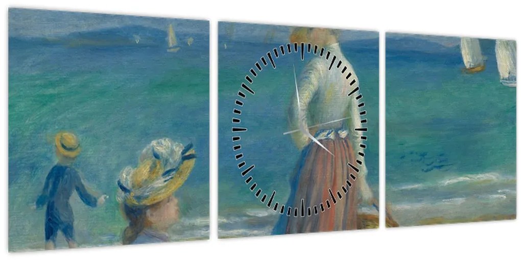 Obraz - Auguste Renoir, Figures on the Beach, reprodukcia (s hodinami) (90x30 cm)