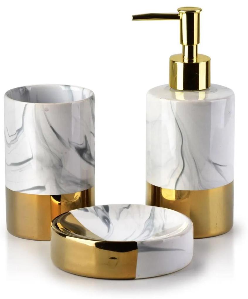 DekorStyle Sada koupelnových doplňků Odette Marble bílo-zlatá