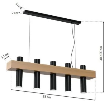 Luster na lanku WEST 5xGU10/25W/230V čierna