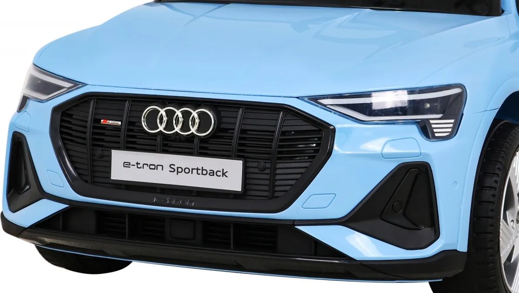 Ramiz Audi E-Tron Sportback pre deti modré + na diaľkové ovládanie + pohon 4x4 + pomalý štart + rádio MP3 + LED