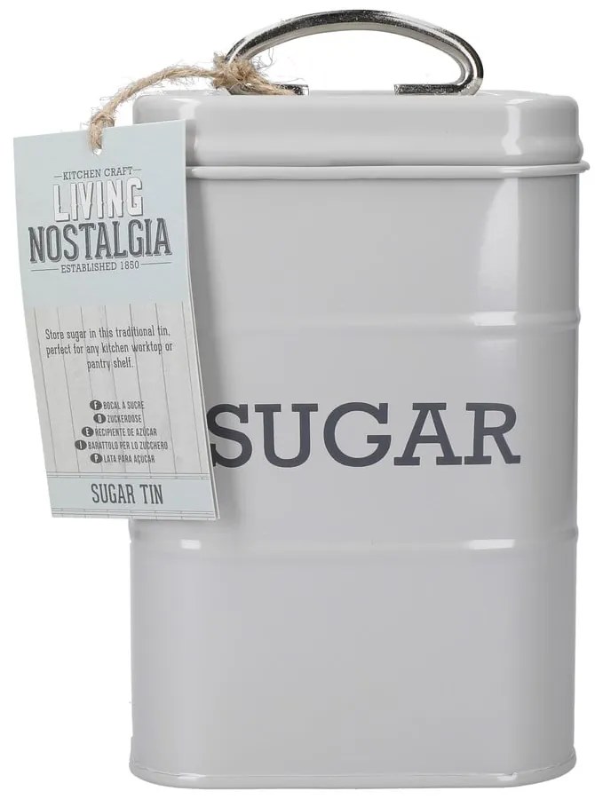 Sivá plechová dóza na cukor Kitchen Craft Nostalgia