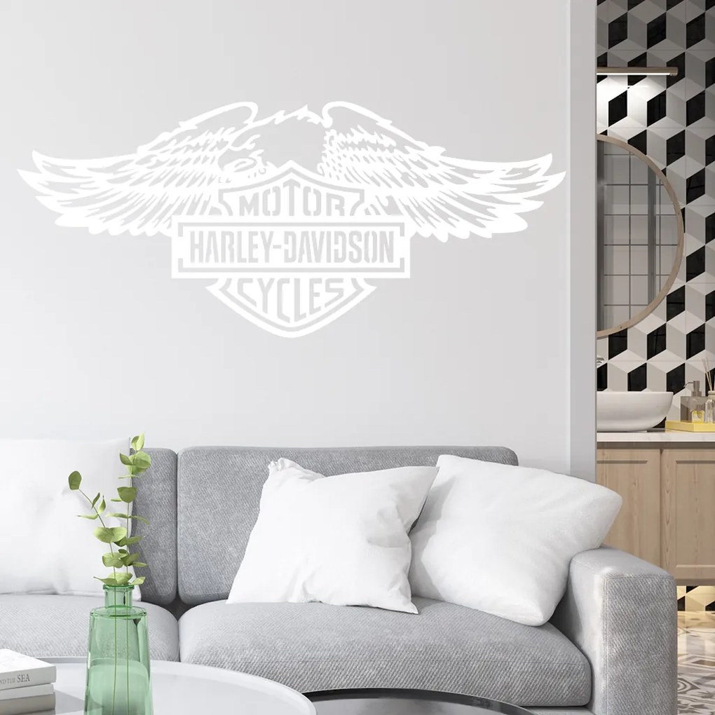 Veselá Stena Samolepka na stenu na stenu Harley Davidson orol Farba: černá