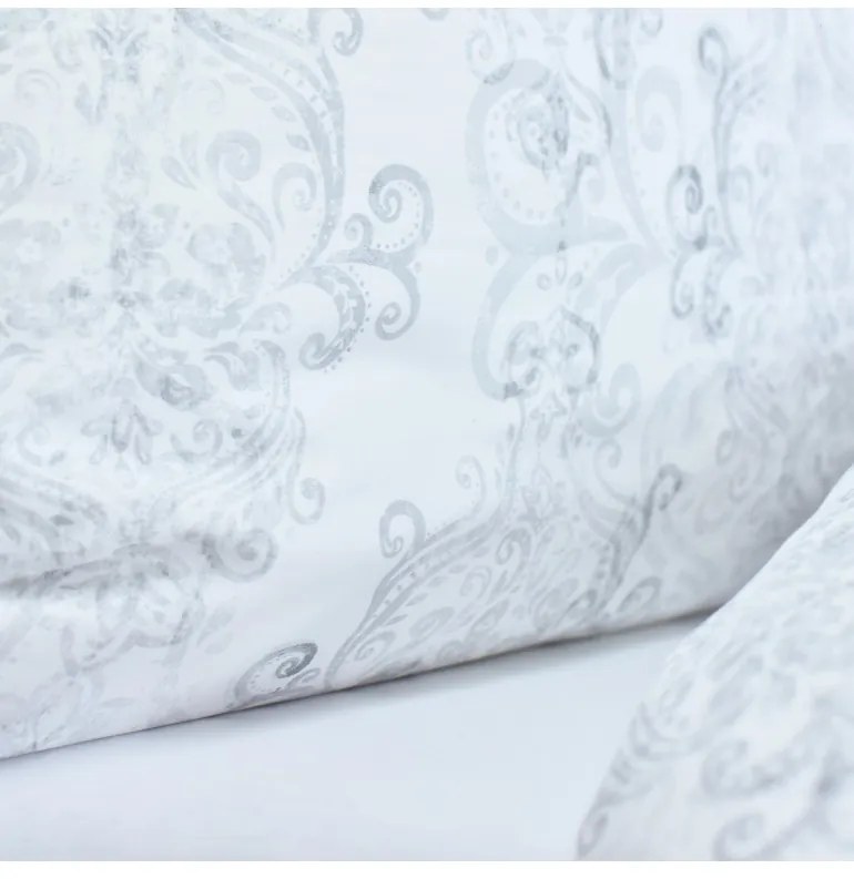 Obliečky Poetics satén sivo-biele EMI, Štandardný set jednolôžko obsahuje 1x 140x200 + 1x 70x90