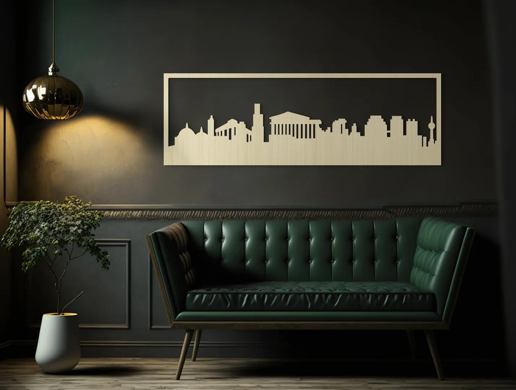 drevko Obraz Atény panoráma Rozmer obrazu: 29,5 x 89 cm, Farba dekorácie: Čierna