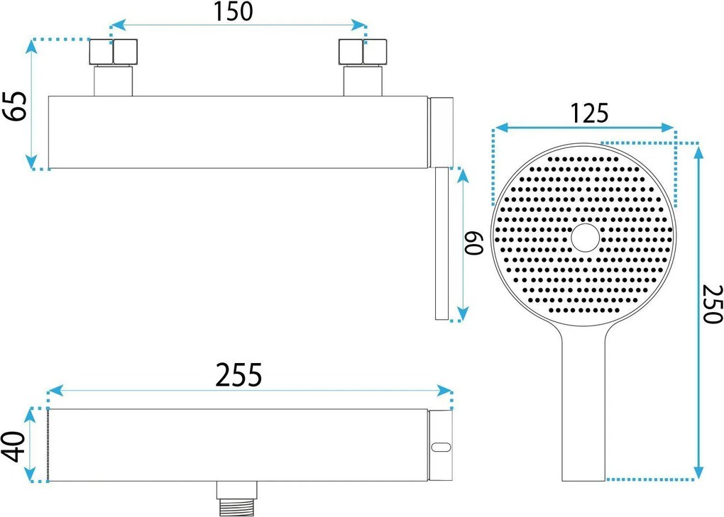 Rea Rivo, nástenná sprchová batéria s ručnou sprchovou súpravou, čierna matná, REA-B9327