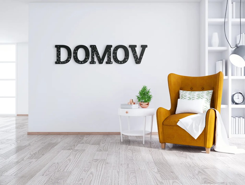 drevko Drevený nápis na stenu Domov Rozmer obrazu: 12,5 x 60 cm, Farba dekorácie: Čierna