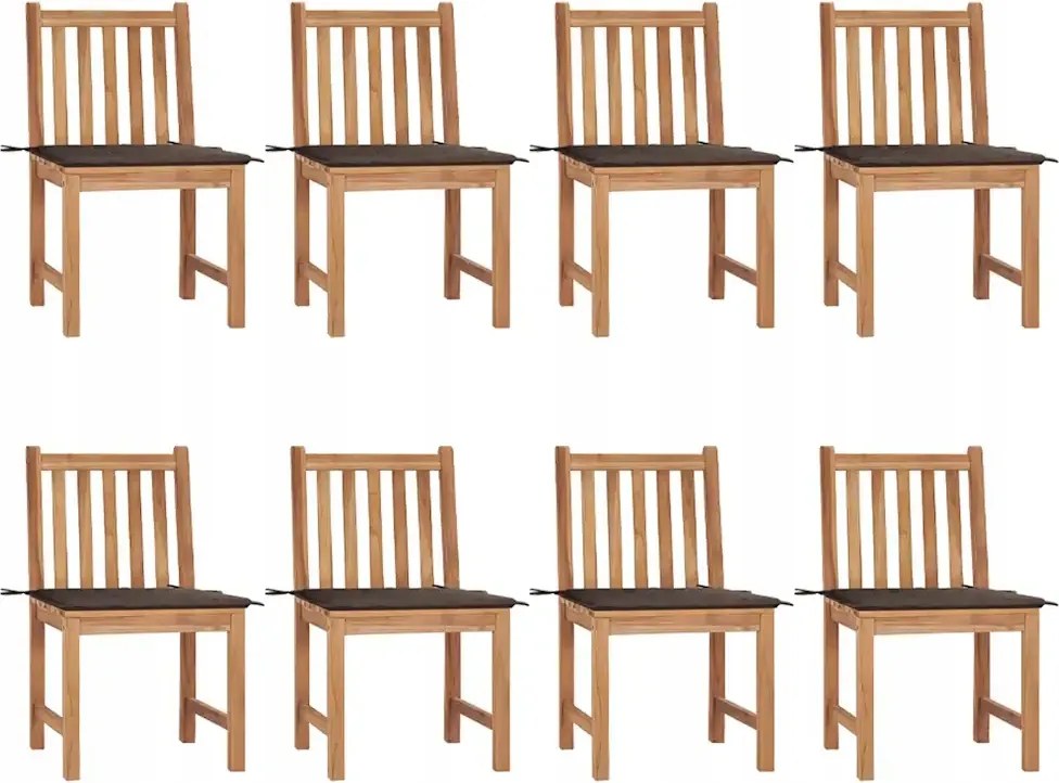 vidaXL Záhradné stoličky 8 ks s podložkami tíkový masív