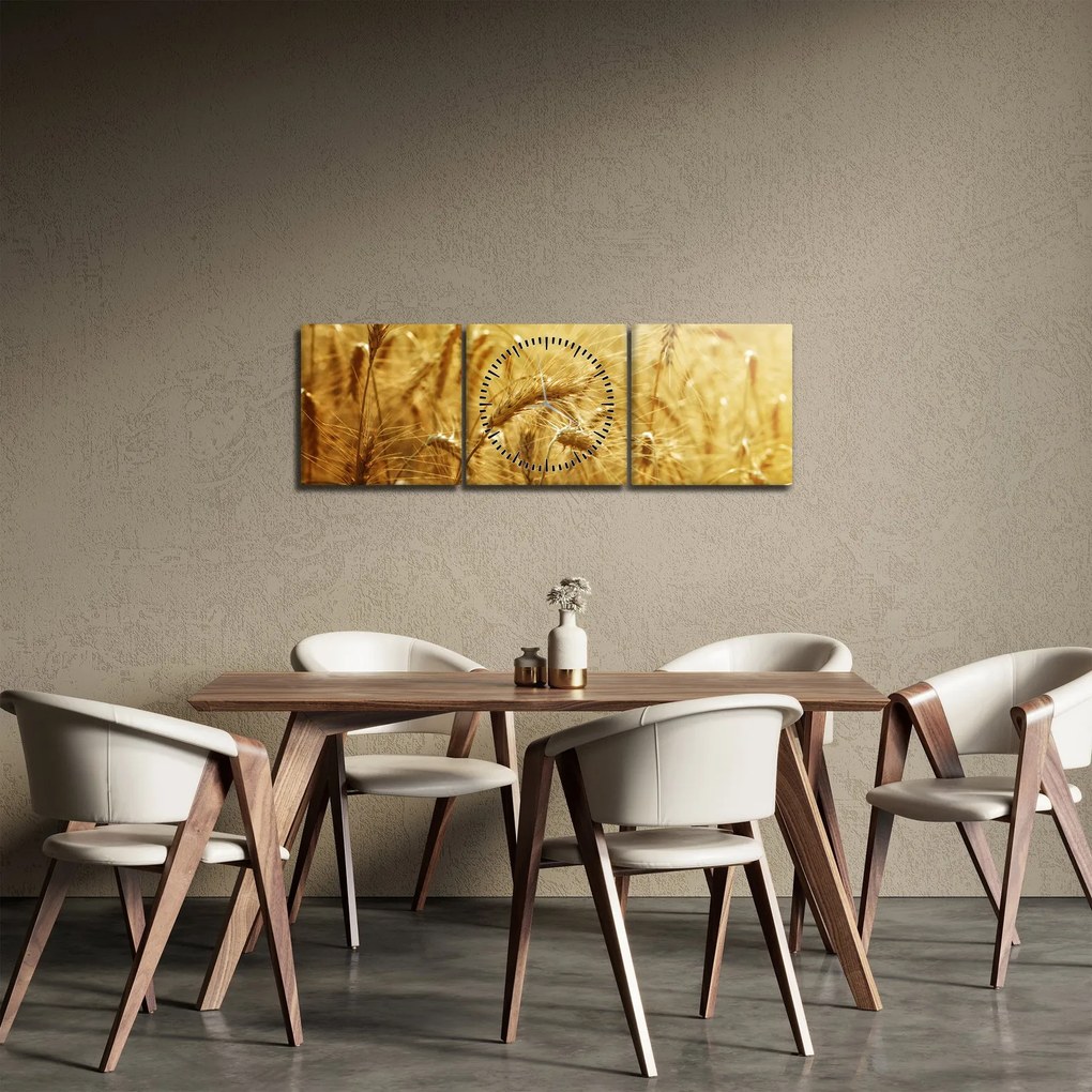Obraz - Klasy obilia (s hodinami) (90x30 cm)