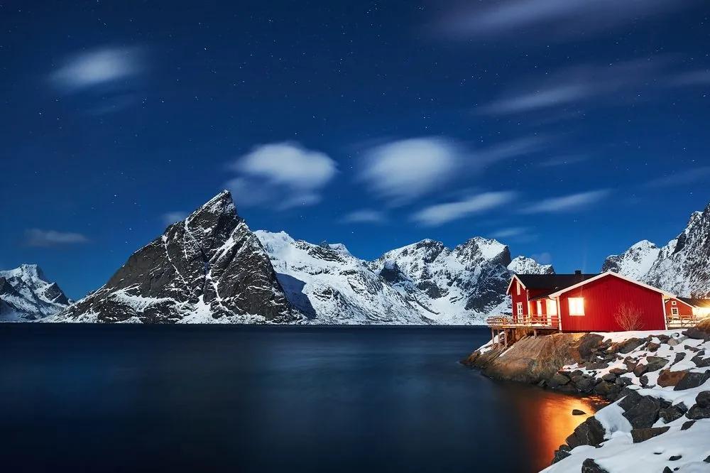 Fototapeta nočná krajina v Nórsku - 450x300