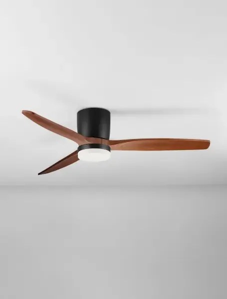 LED čierno-drevené moderné stropné svietidlo Aloa s diaľkovým ovládaním 18W