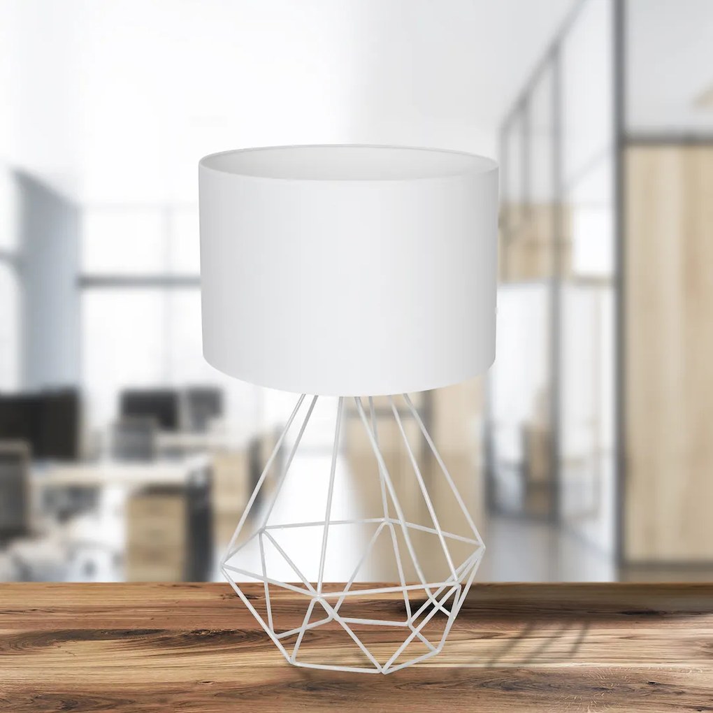 Stolná lampa Basket, 1x biele textilné tienidlo, w