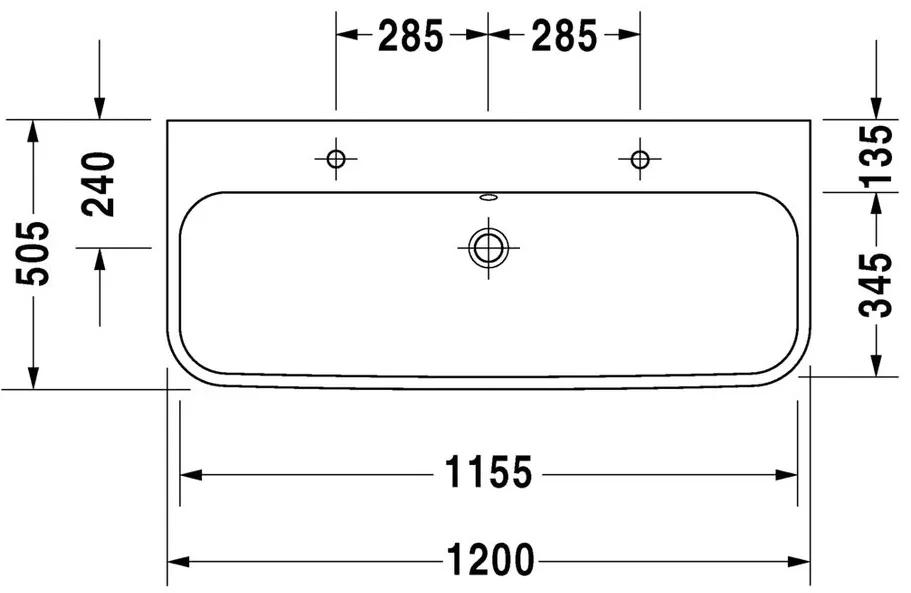Duravit Happy D.2 - Umývadlo do nábytku 1200x505 mm, s prepadom, biela 2318120024