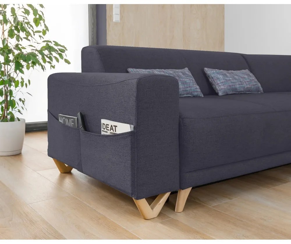 Antracitová rozkladacia/s úložným priestorom rohová pohovka (pravý roh/do L) Classy Sophie – Miuform